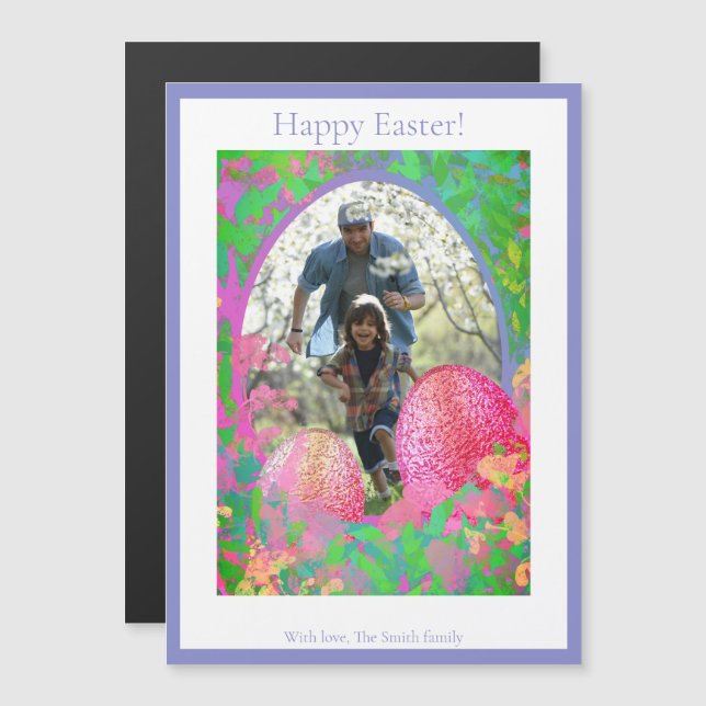 Blue Easter Egg Hunt Magnetic Card (Front/Back)