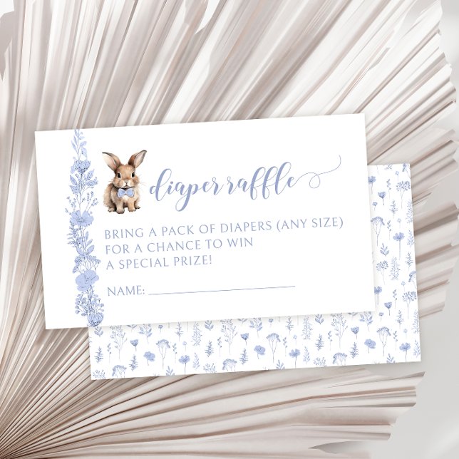 Blue Easter rabbit baby shower diaper raffle cards (Creator Uploaded)