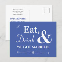 Blue Eat Drink We Got Married Retro Elopement