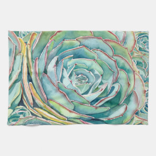 Blue Echeveria Succulent Kitchen Towel