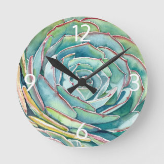 Blue Echeveria Wall Clock