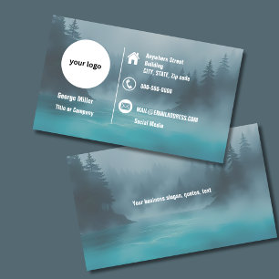 blue eco Misty Forest wellness Professional logo Business Card