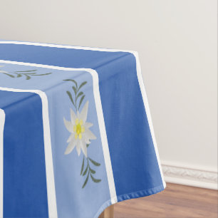 Blue Edelweiss Striped Tablecloth