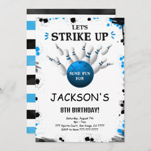Blue Editable Bowling Invitation