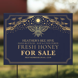 Blue Editable Witchy Tarot Beekeeper Honeybee  Garden Sign