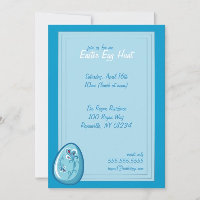 Blue Egg Easter Egg Hunt Invitations (Front)