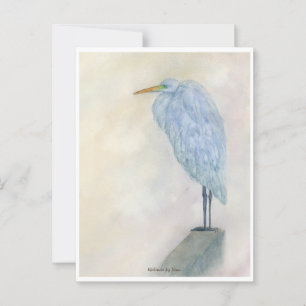 Blue Egret Watercolor Postcard