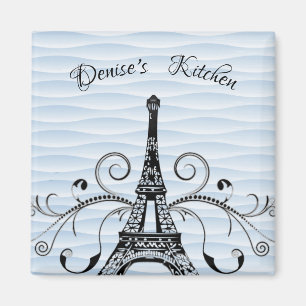 Blue Eiffel Tower Flourish Magnet