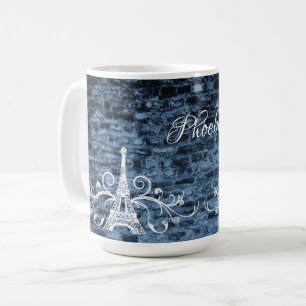 Blue Eiffel Tower Grunge Coffee Mug