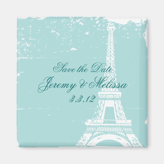 Blue Eiffel Tower Wedding Magnets (Front)