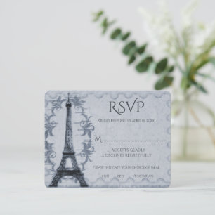 Blue Eiffel Tower Wedding RSVP Card