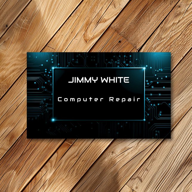 Blue Electric Circuit Design Computer Repair Business Card (Creator Uploaded)