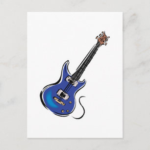 blue electric guitar postcard