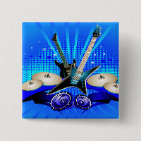 Blue Electric Guitars, Drums & Speakers