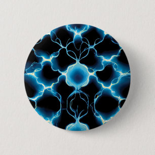Blue Electric Synapse Repeating Pattern 6 Cm Round Badge