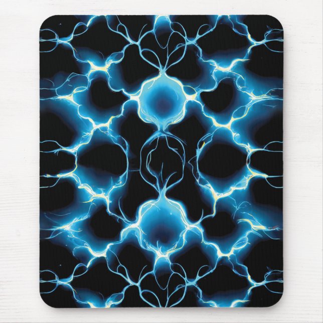 Blue Electric Synapse Repeating Pattern Mouse Pad (Front)