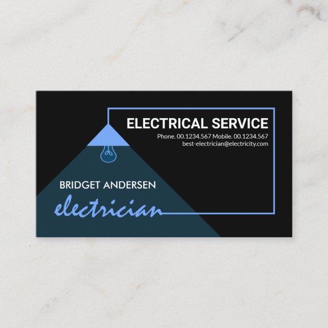 Blue Electrical Power Cable Electrician Service Business Card (Front)