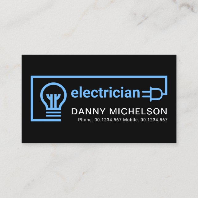 Blue Electrical Wiring Circuit Electrician Service Business Card (Front)
