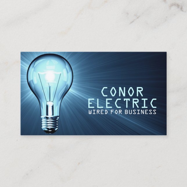 Blue Electrician Construction Business Card (Front)
