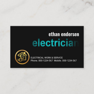 Blue Electrician Signage Vignette Business Card