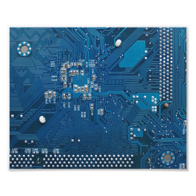 blue electronic circuit board computer pattern photo print (Front)