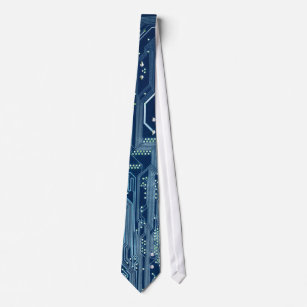 blue electronic circuit board computer pattern tie