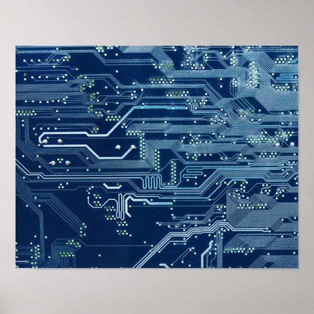 blue electronic circuit board poster (Front)