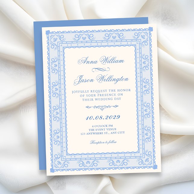 Blue elegan wedding invitation (Creator Uploaded)