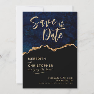 Blue Elegance Agate Wedding Save the Date