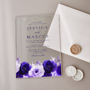 Blue Elegance: Gorgeous Roses Wedding Acrylic Invitations