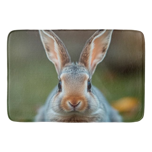 "Blue Elegance: The Russian Bunny" Bath Mat (Front)