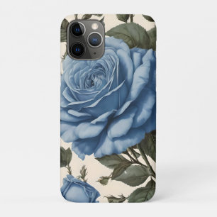 Blue Elegance: Vintage Provincial Roses in Bloom iPhone 11 Pro Case