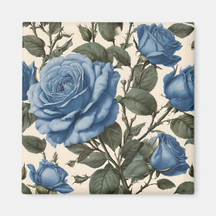 Blue Elegance: Vintage Provincial Roses in Bloom Magnet