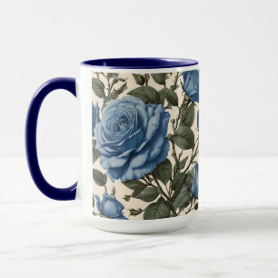 Blue Elegance: Vintage Provincial Roses in Bloom Mug