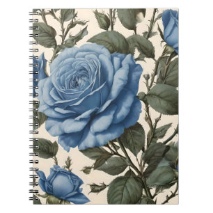 Blue Elegance: Vintage Provincial Roses in Bloom Notebook