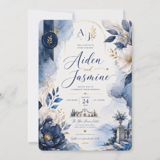 Blue Elegance Wedding Invitation