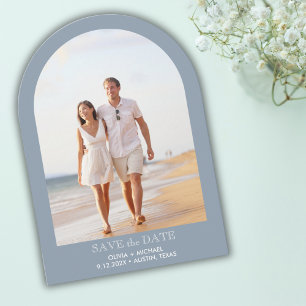 Blue Elegant Arch Photo Wedding Save the Date
