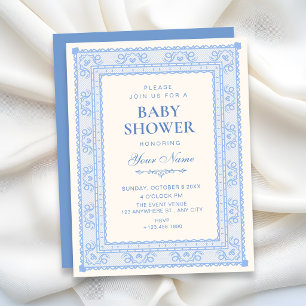 Blue elegant baby shower invitation