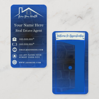 Blue Elegant Business Cards For Real Estate Agents
