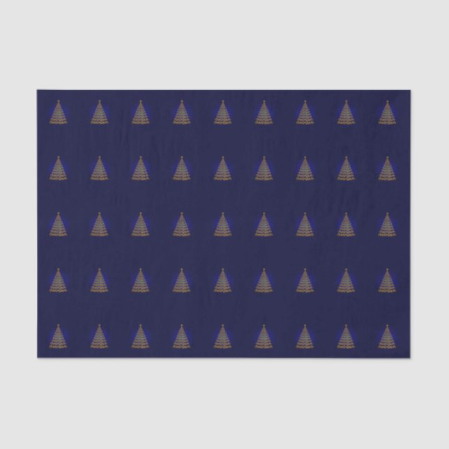 Blue Elegant Christmas Tree Tissue Paper (Front)