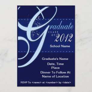 Blue Elegant Class of 2012 Graduation Invitations