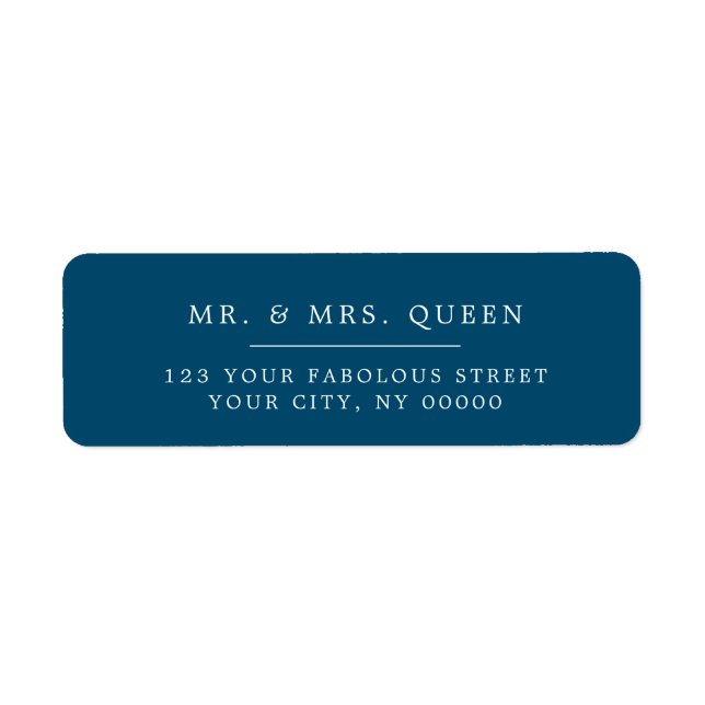 Blue Elegant Classic Simple Return Address Return Address Label (Front)