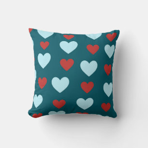 Blue Elegant Cute Cosy Modern Romantic Chic Heart Cushion