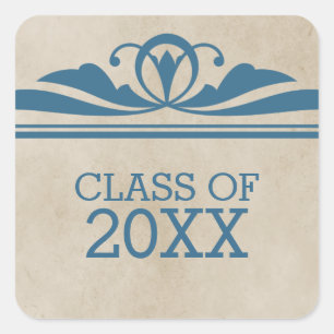 Blue Elegant Deco Graduation Stickers