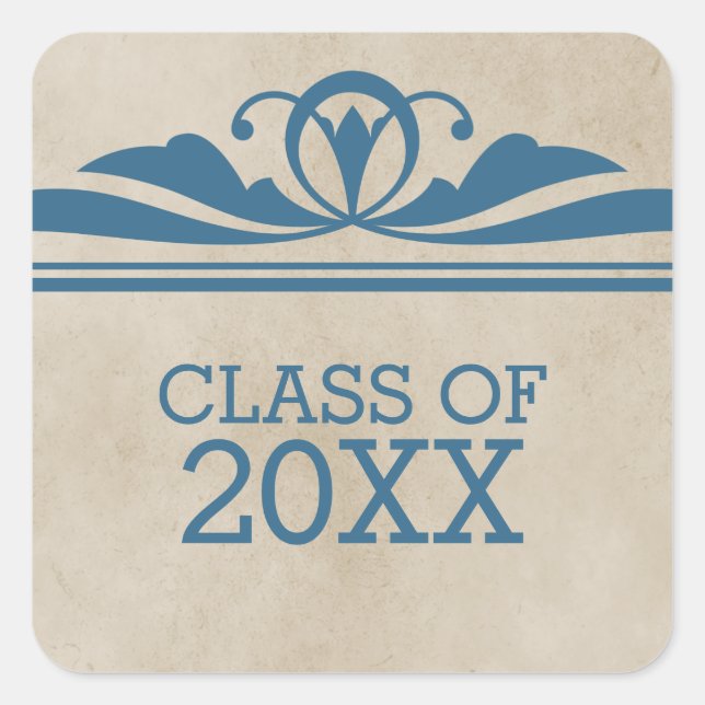 Blue Elegant Deco Graduation Stickers (Front)