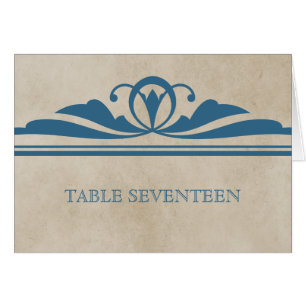 Blue Elegant Deco Table Number Card