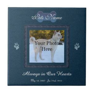 Blue Elegant Dog or Cat Memorial Ceramic Tile