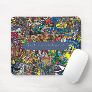 Blue Elegant Doodle Art Motivational Quote Mouse Pad