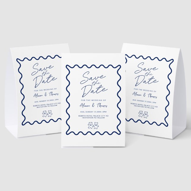 Blue elegant doodle frame Save the date  (Insitu(Multi))