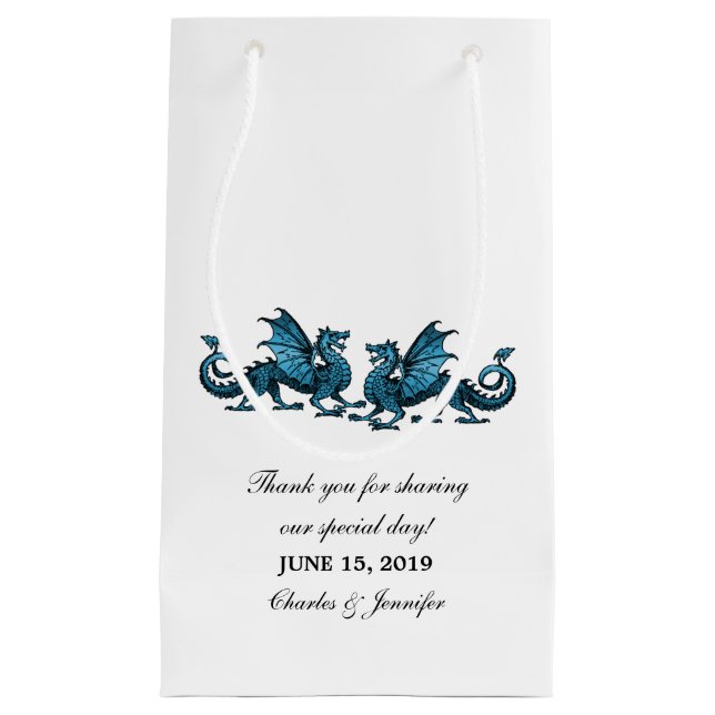 Blue Elegant Dragons Wedding Gift Bag (Front)